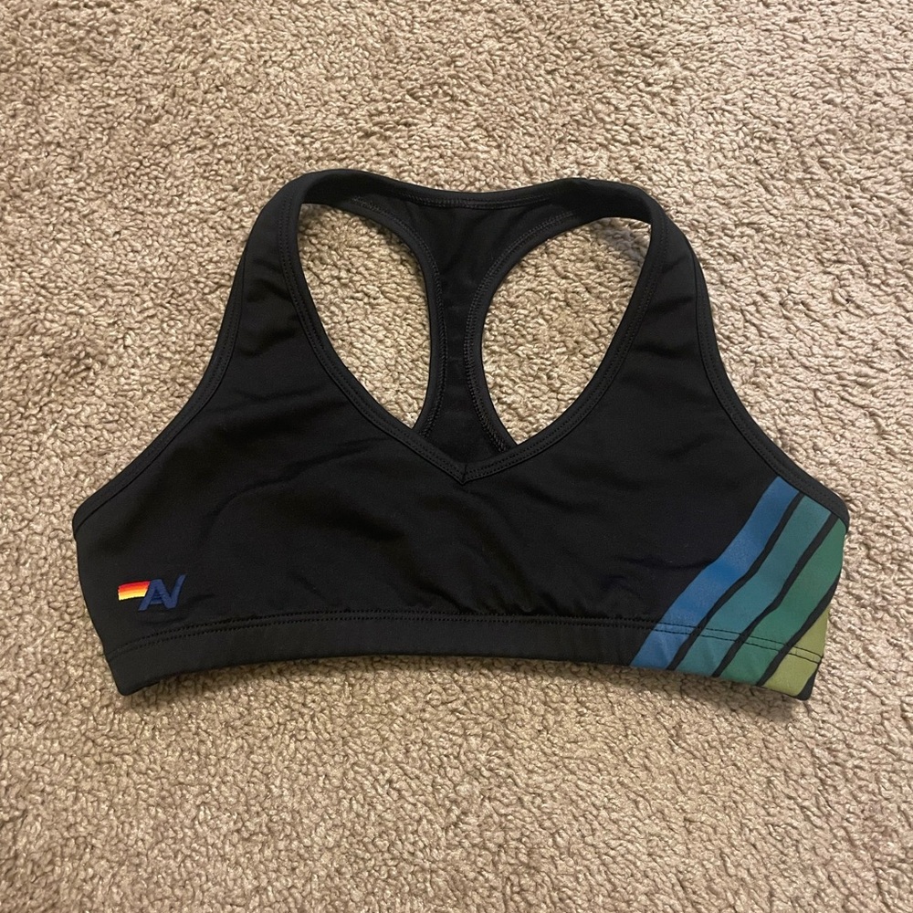 aviator nation 5 stripe sports bra